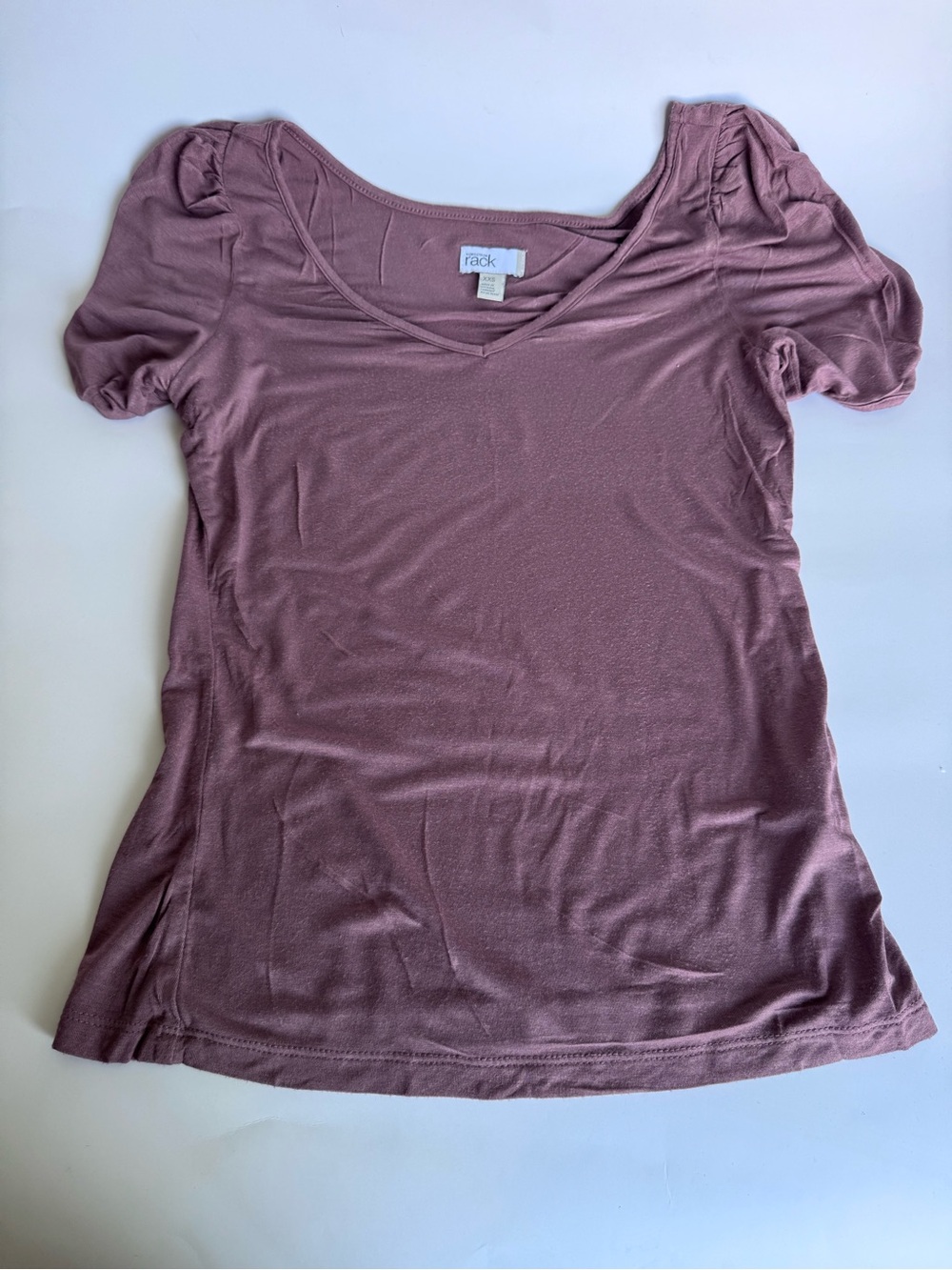 Nordstrom Mauve V-Neck Puff Sleeve Tee